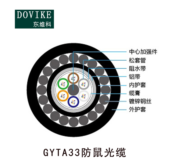 GYTA33鋼絲鎧裝直埋/防鼠/水下光纜，24芯GYTA33鋼絲鎧裝光纜廠家價(jià)格--江蘇東維通信科技有限公司